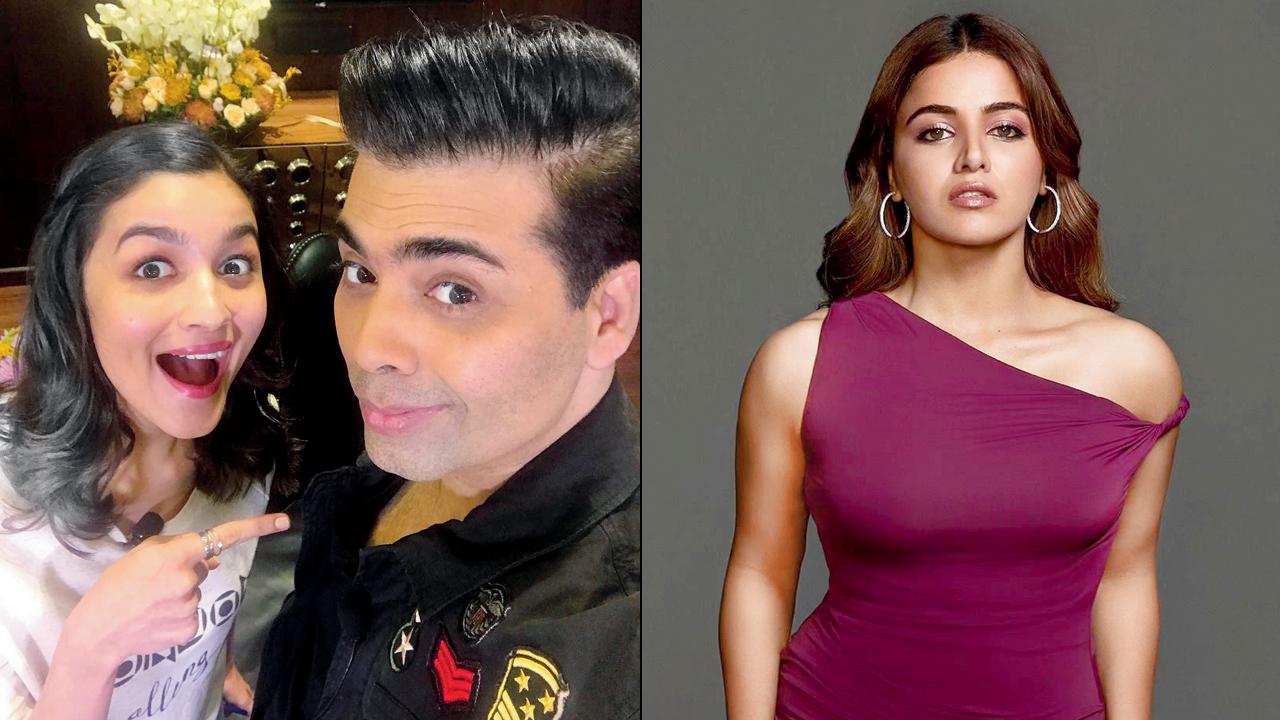 (From left) Alia Bhatt, Karan Johar and Wamiqa Gabbi