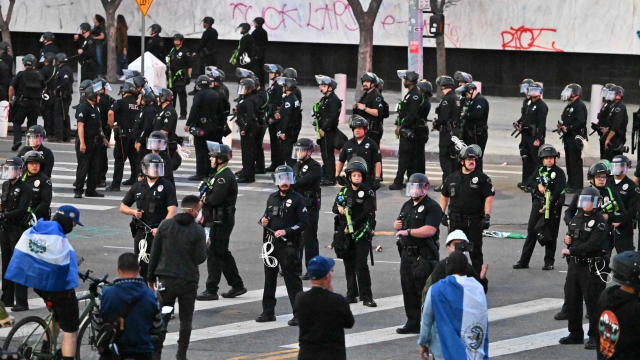 The protesters were heard chanting: 
