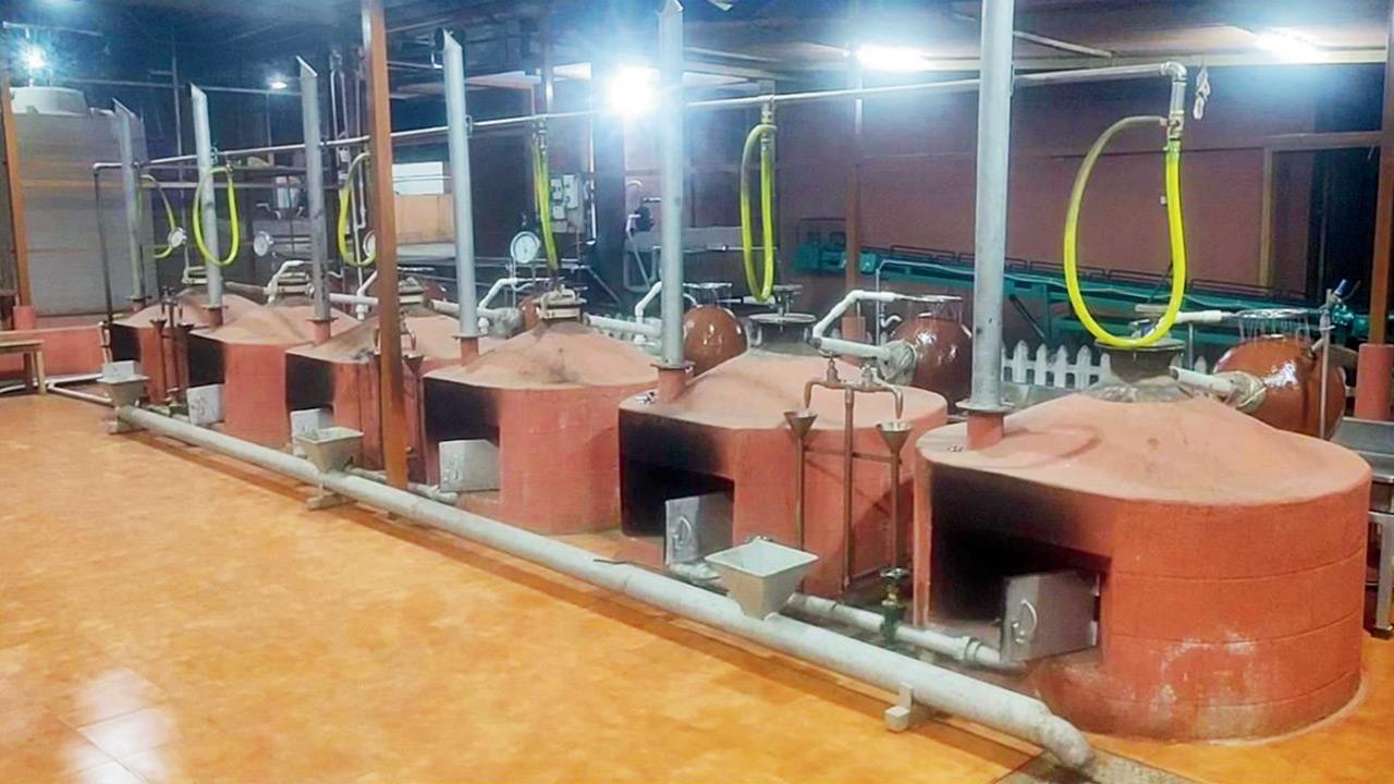 The furnaces used to distill the juices for feni