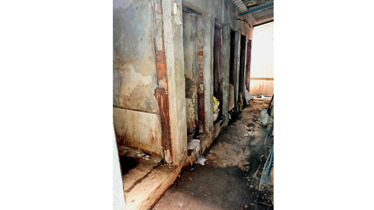 Cracked tiles, uneven flooring — residents say this shoddy repair work was done just to save face. Pics/Nimesh Dave