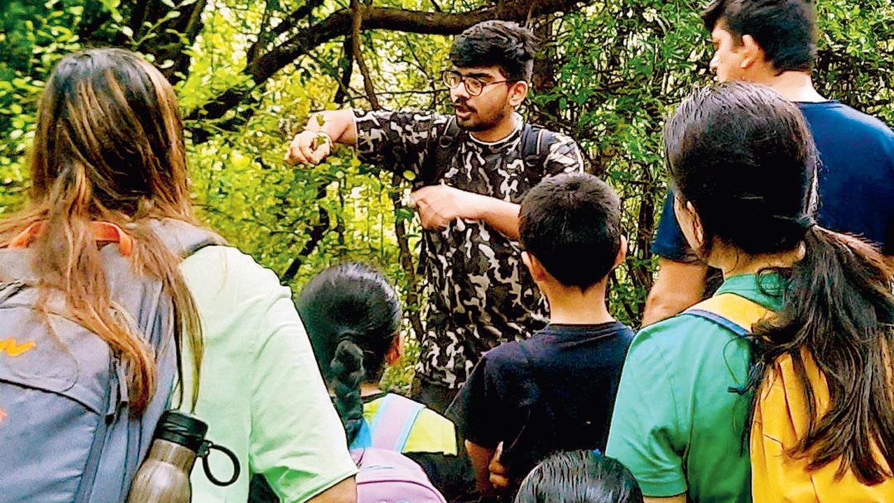 Meehir Pawar conducts the walk. Pic courtesy/Shreya Patil