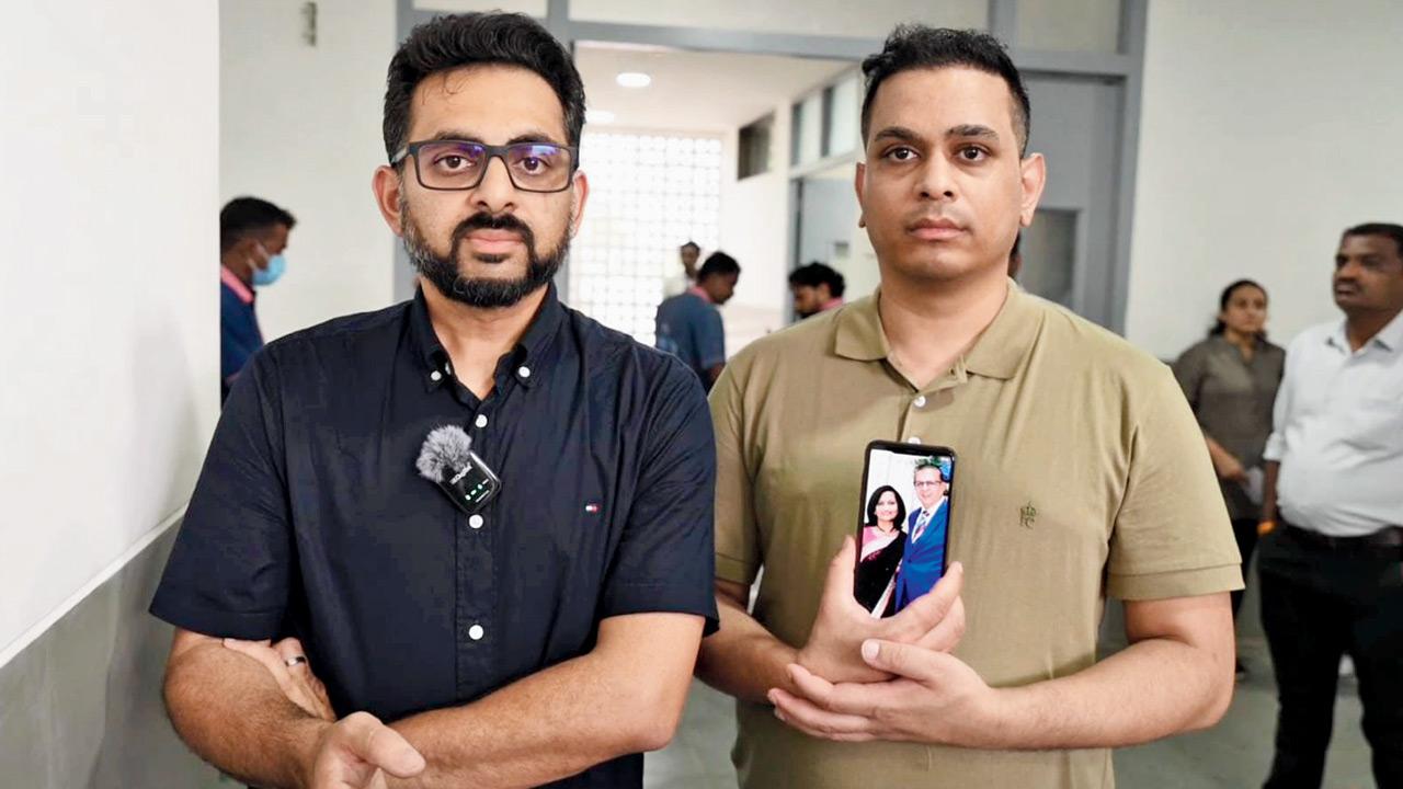 The couple’s sons, Miten (left) and Hemen Patel