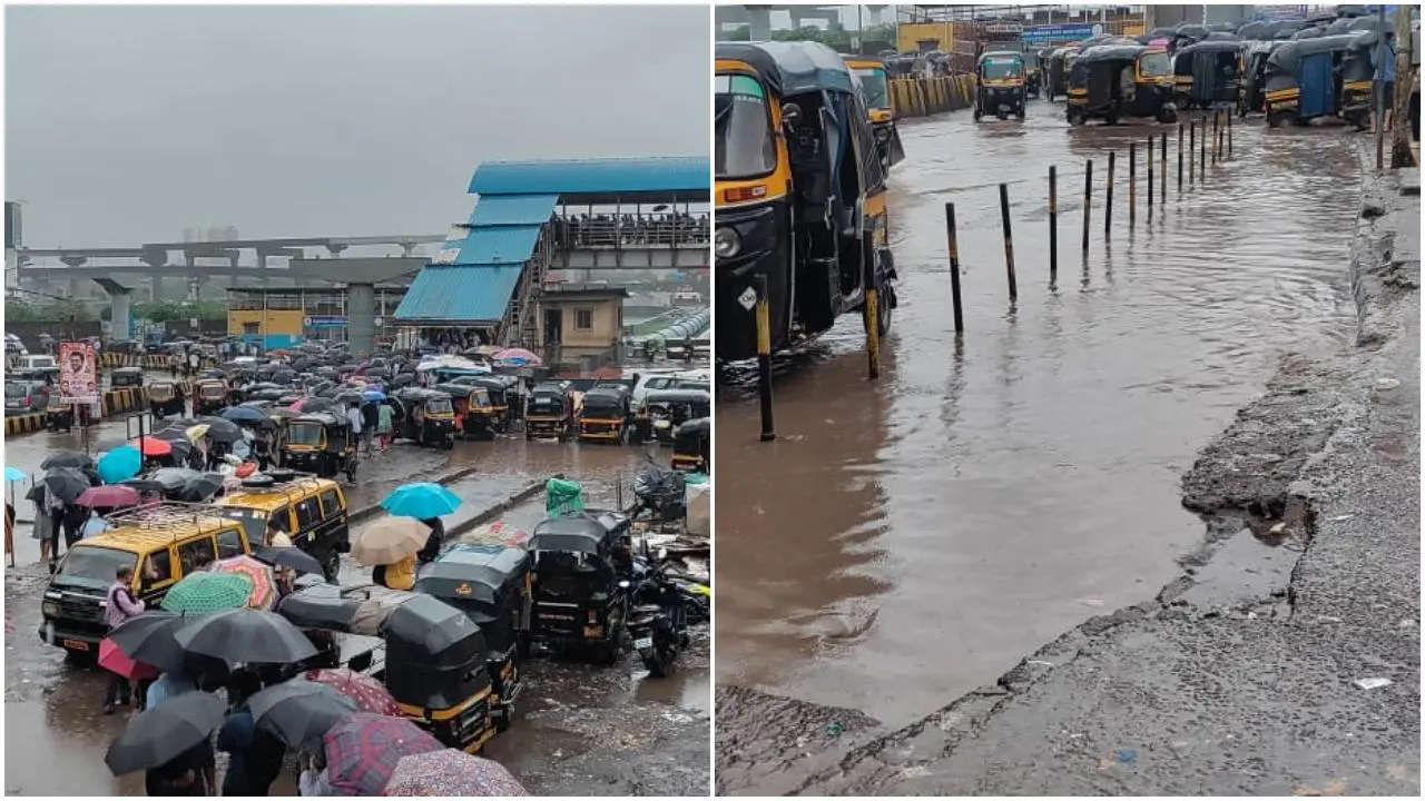 PICS: Mumbaikars struggle for transport on flooded road outside Bandra East stn