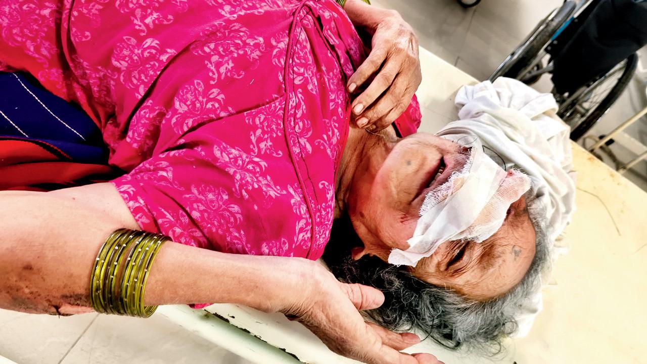 The elderly woman undergoing treatment at Cooper Hospital