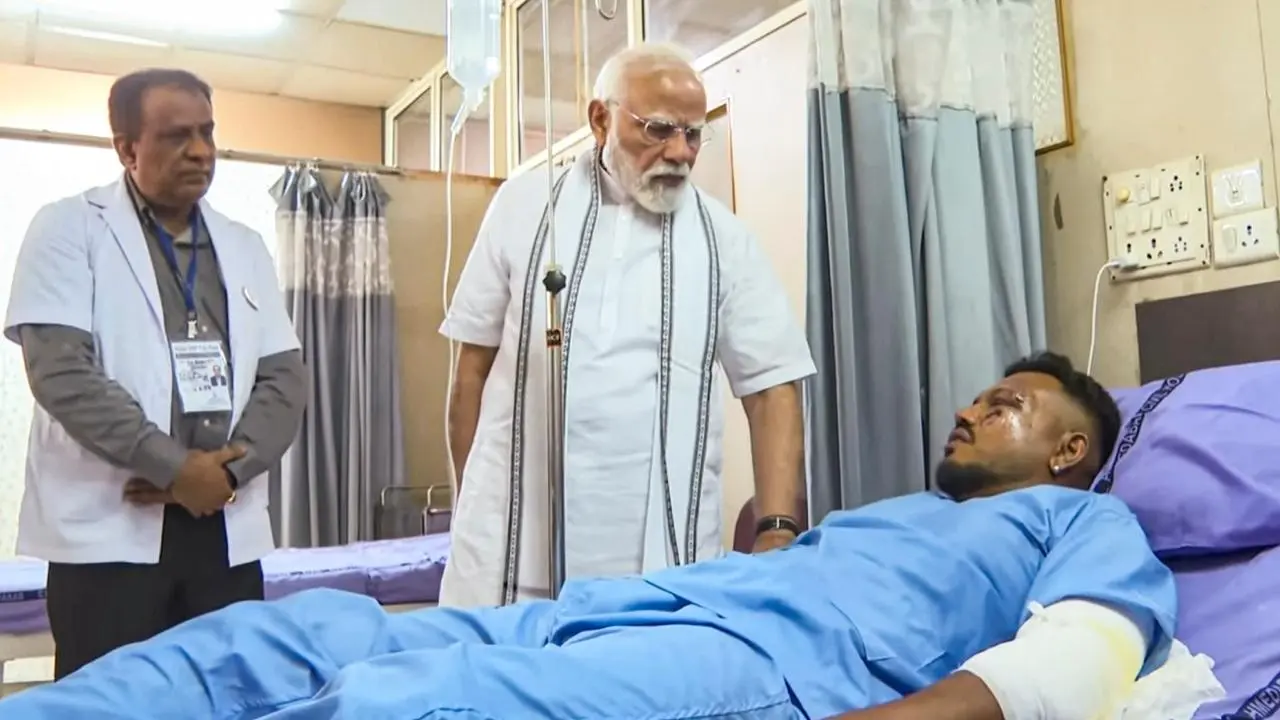 PM Modi meets Ahmedabad plane crash survivor, injured victims at hospital