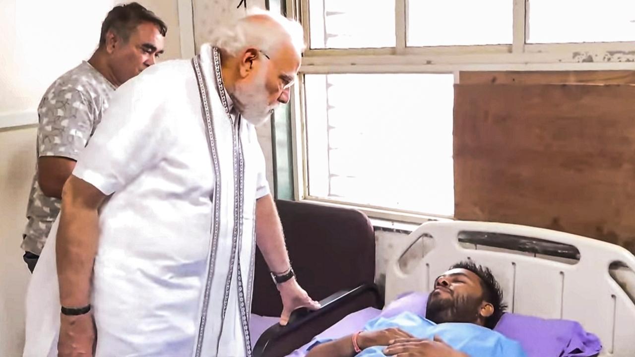 He spent around 20 minutes inspecting the site, where the Boeing 787 Dreamliner aircraft (AI171) crashed into a complex of B J Medical College in the Meghaninagar area shortly after taking off on Thursday afternoon