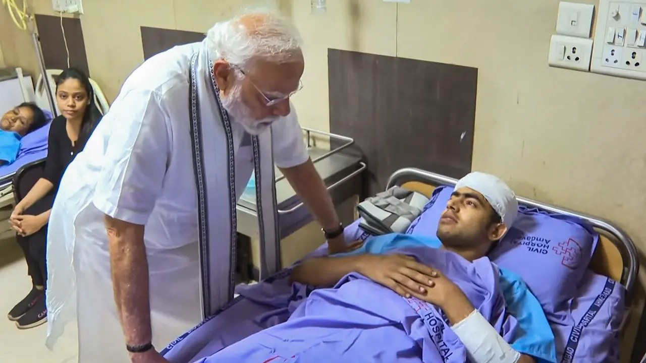 Ahmedabad plane crash: PM Modi meets survivors and injured at hospital