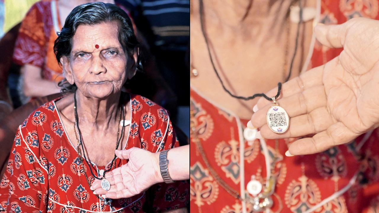 A woman sports the QR pendant (right), Ridlan’s previous social cause venture