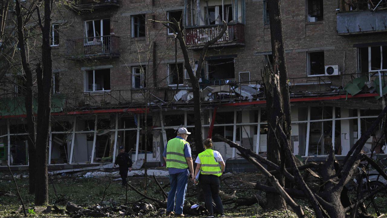 Ukrainian rescuers work tirelessly through the rubble following an overnight bombardment