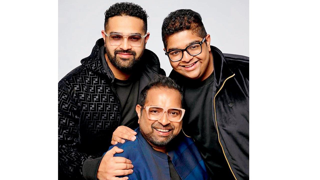 Shankar Mahadevan with sons Siddharth (L), and Shivam (R)