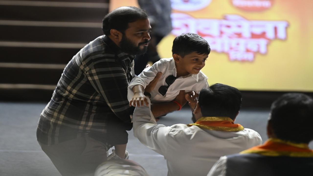 Shinde's grandson, Rudransh, at the function