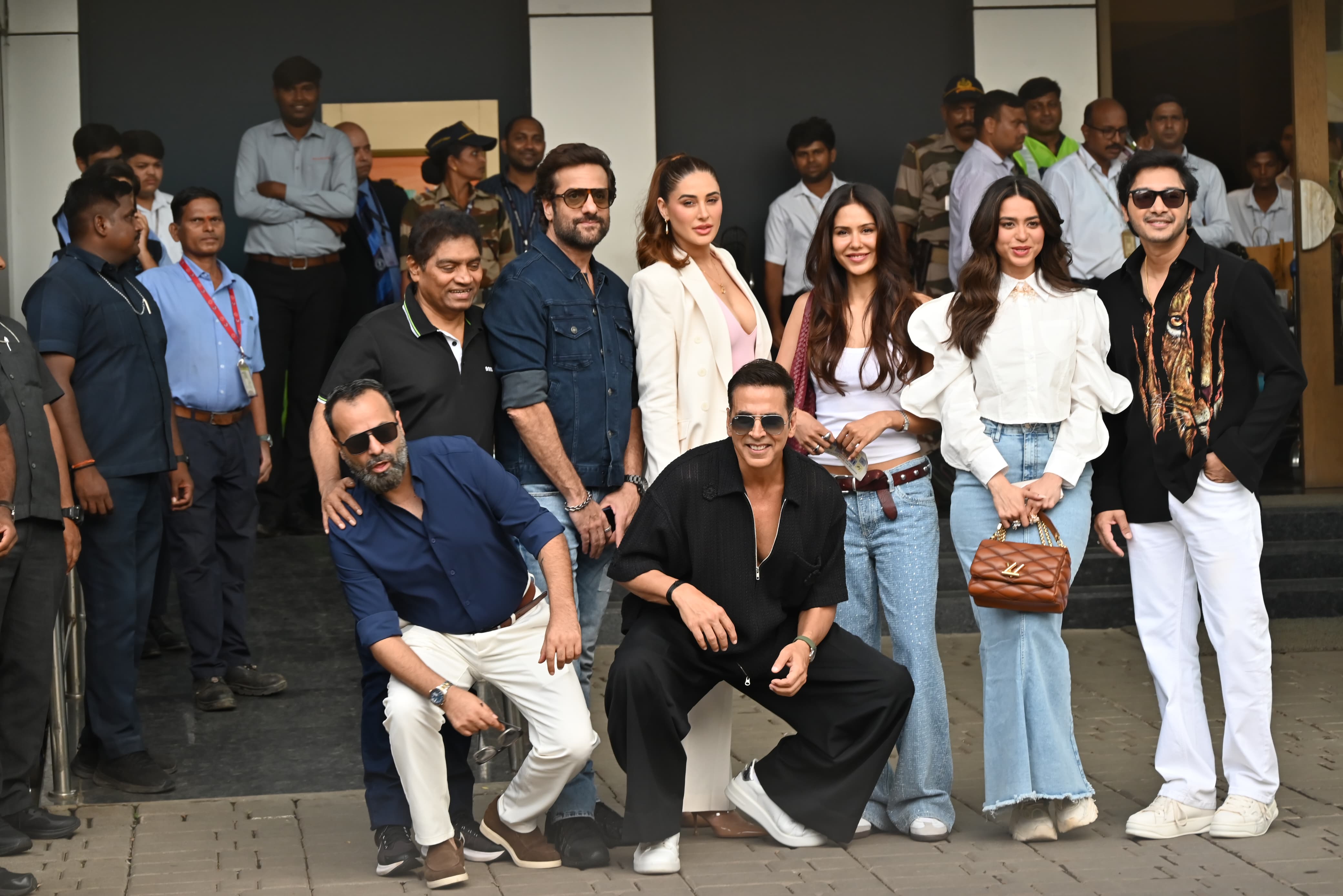 The Housefull 5 cast was snapped at Mumbai's private airport as the team jetted off from the city ahead of the film's release on June 6