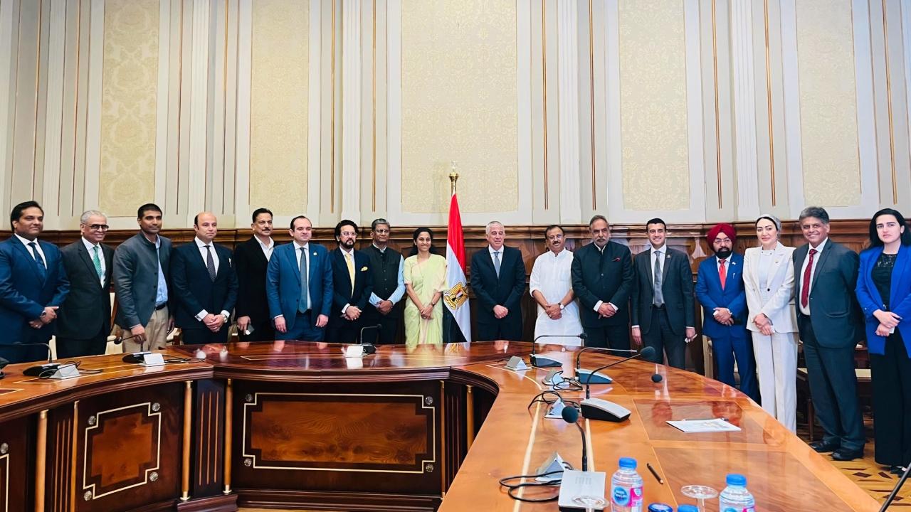 Chairmen of Parliamentary Committees and distinguished members of the Egyptian Senate received the India delegation