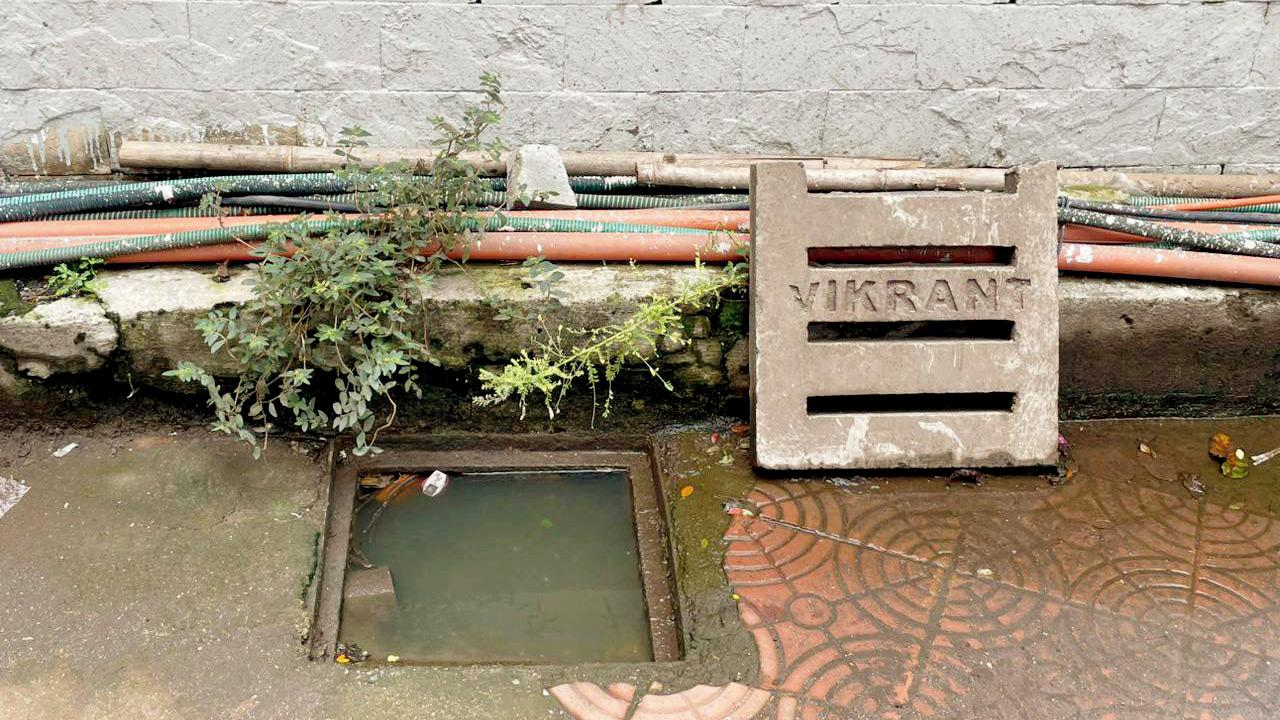 Drain inside Swastik Chambers is still filled to brim, sparking concerns about when it rains heavily again
