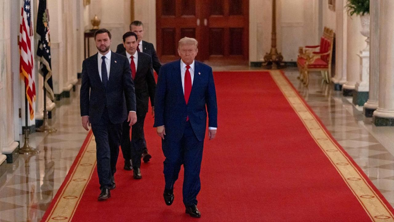 US Vice President JD Vance, Secretary of State, Marco Rubio and Secretary of Defence, Pete Hegseth were present when Trump made his on-camera remarks from The White House.