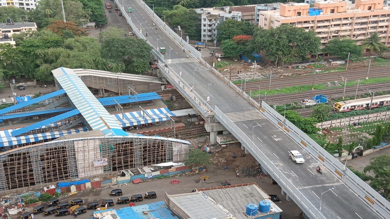 An aerial view of the bridge earlier in the day
