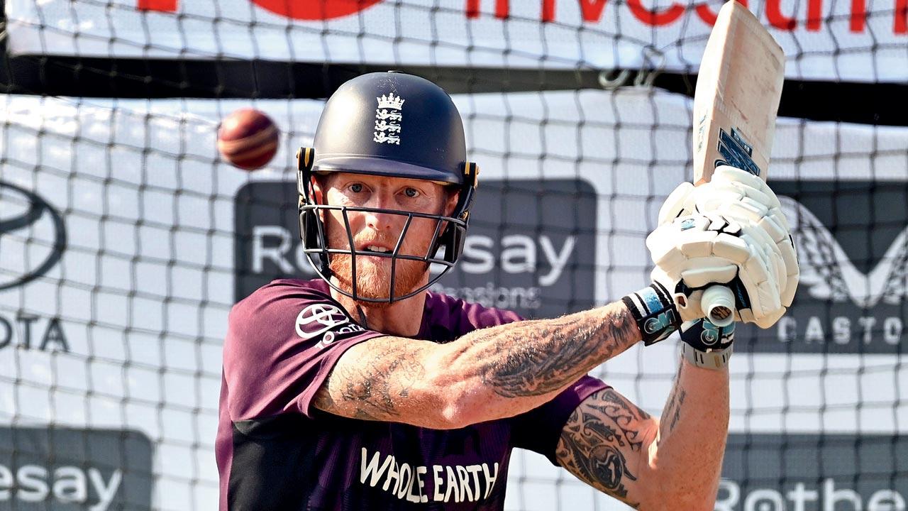 Skipper Ben Stokes bats at the Leeds nets yesterday