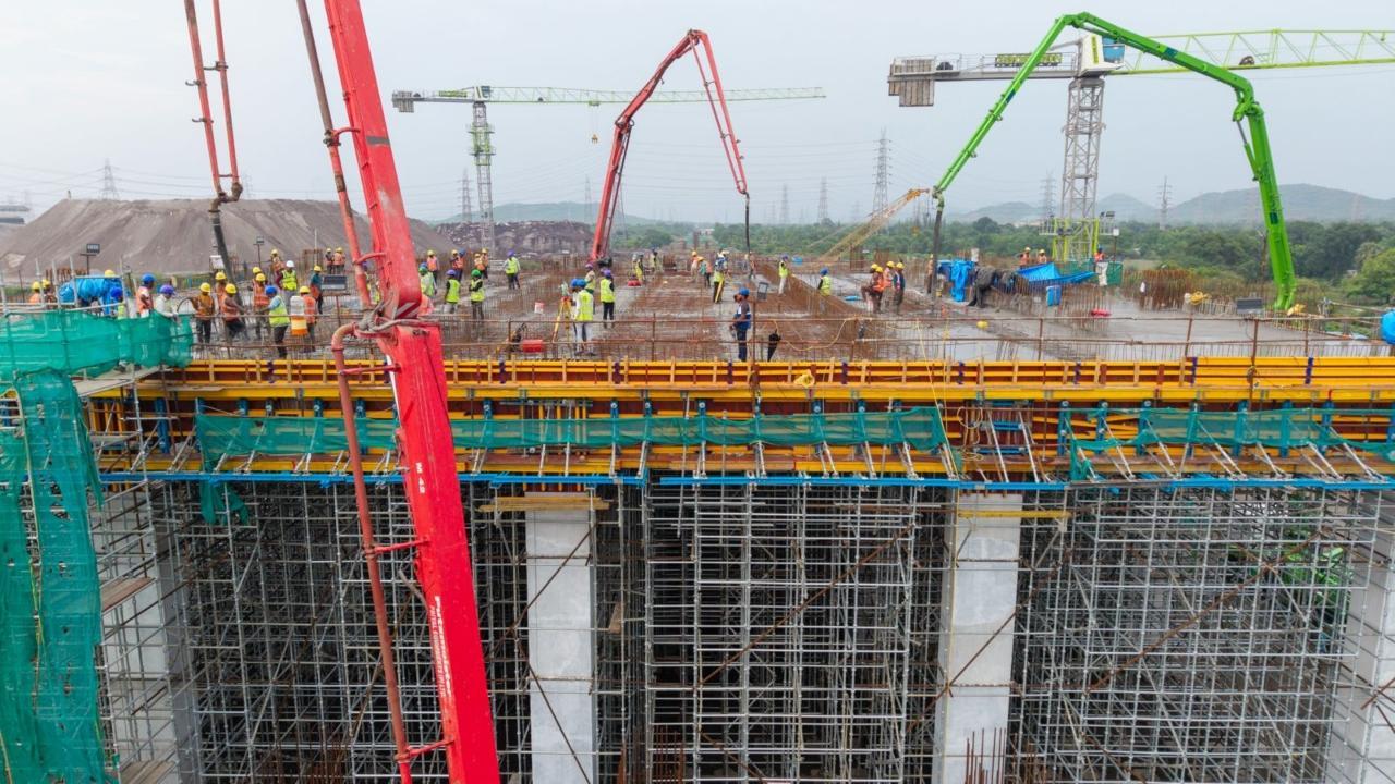 IN PICS: First rail-level slab casting at Boisar Bullet Train Station completed