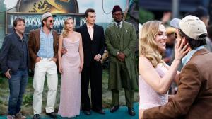 Scarlett, Jonathan share friendly kiss at Jurassic World London premiere