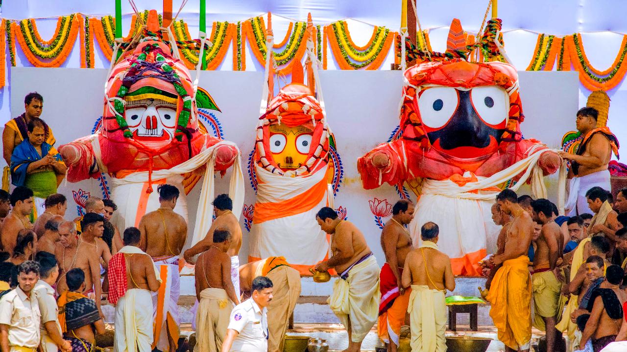 Devotees gather at Lord Jagannath Temple in Puri for 'Deva Snana Purnima'