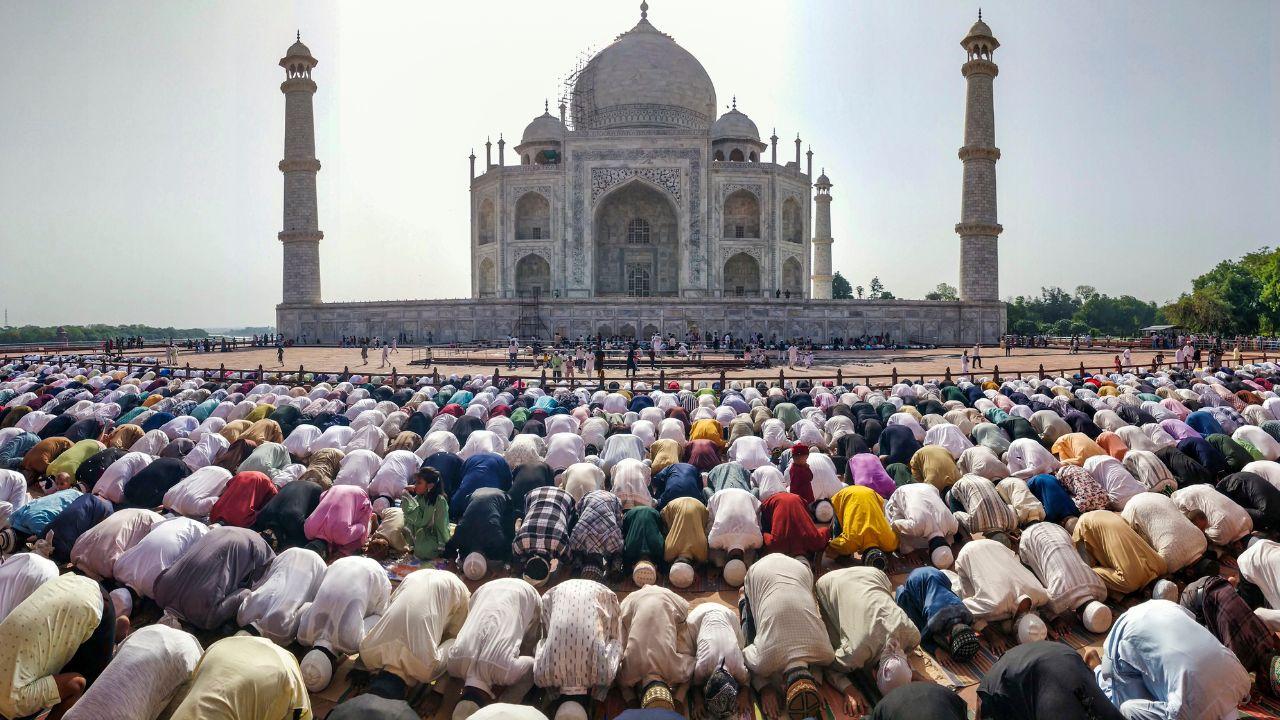 Amid the grandeur of the Taj Mahal, devotees offer Eid-ul-Azha namaz at the historic Shahi Masjid, blending faith with heritage