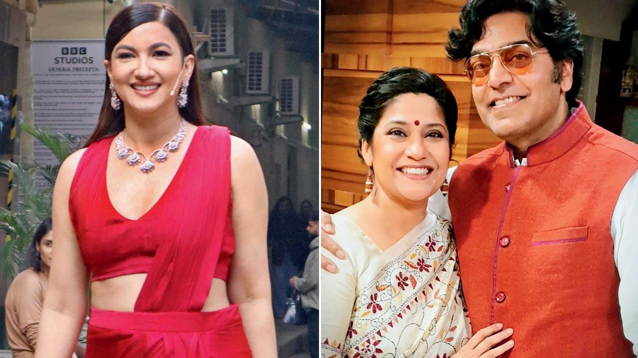 Gauahar Khan; (right) Renuka Shahane and Ashutosh Rana