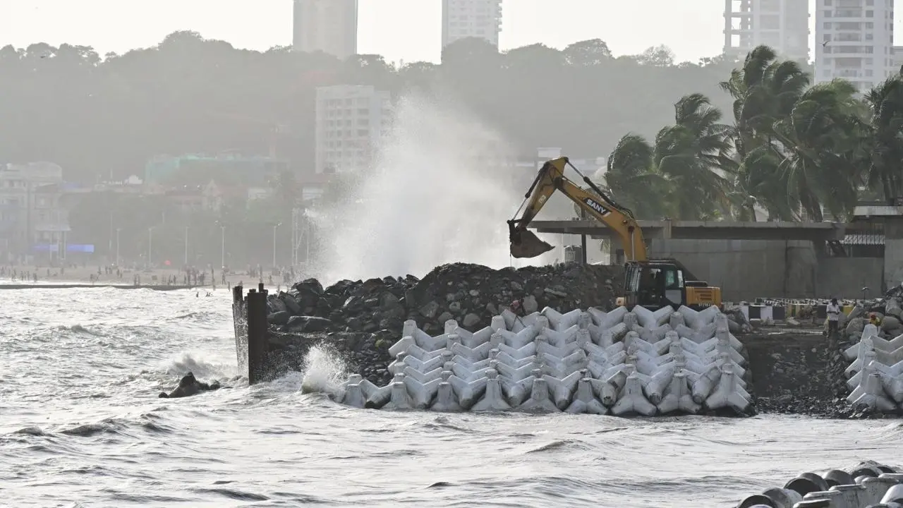 IN PHOTOS: Waves hit Mumbai coastline during high tide