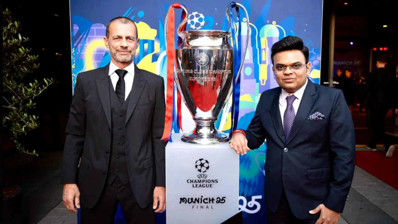 Jay Shah meets UEFA president Ceferin in Munich