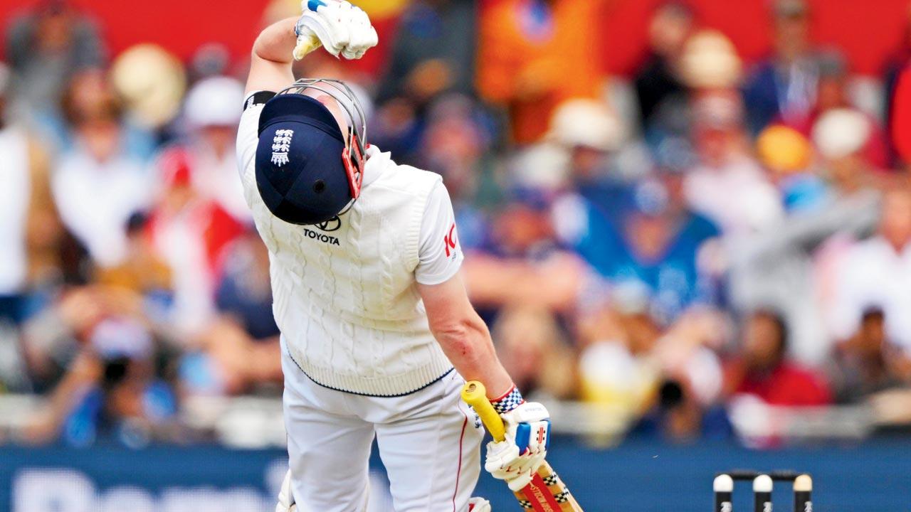 England’s Harry Brook is dejected on being dismissed for 99. Pic/Bipin Patel