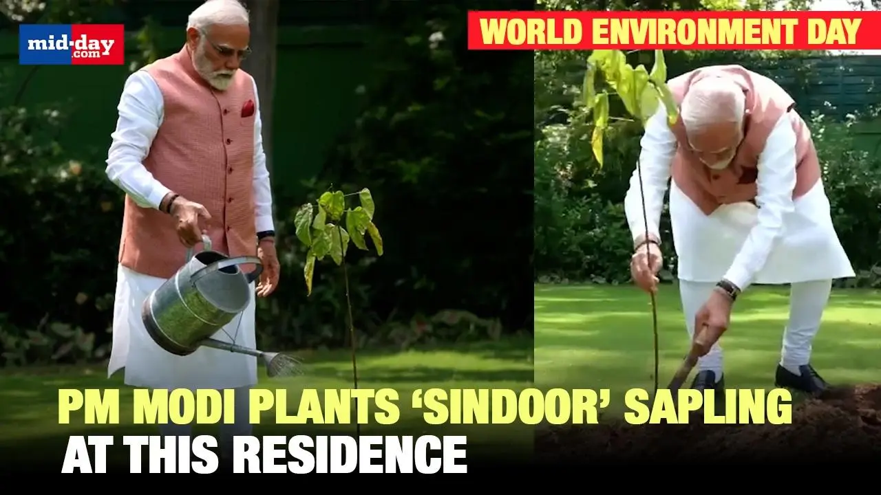 World Environment Day: PM Modi plants ‘Sindoor’ sapling at his residence