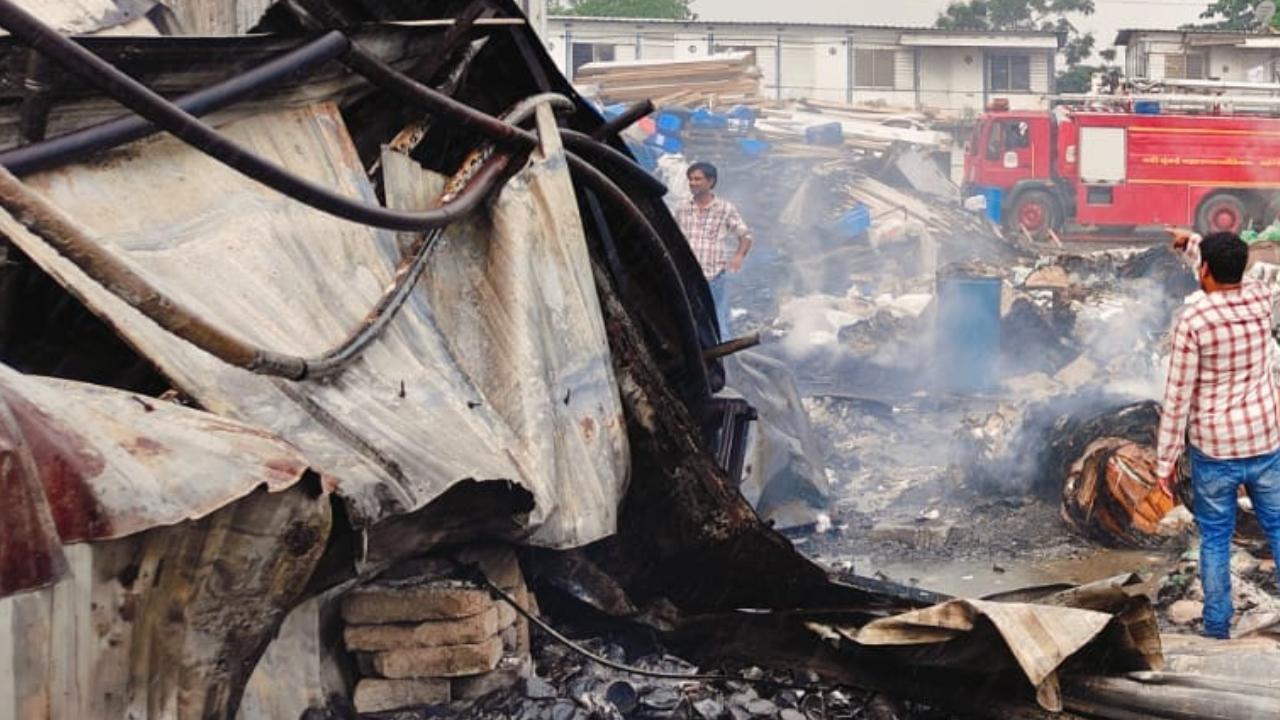 The scrap godown that stocked various items made of cardboard, wood and plastic was gutted in a major fire at Bhandarli in Maharashtra's Thane district on Friday morning, an official said