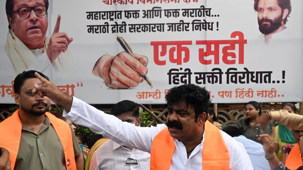 In April, the government issued a Government Resolution which stated that instead of the existing practice of studying two languages, the state made it mandatory to study Hindi as a third language, as part of implementing the new curriculum under the National Education Policy (NEP) 2020. However, following stiff protest, especially from the MNS, Shiv Sena (UBT) and Marathi study circle, within a few days of issuing the GR, State Education Minister Dada Bhuse clarified that Hindi would be optional and not a compulsory language