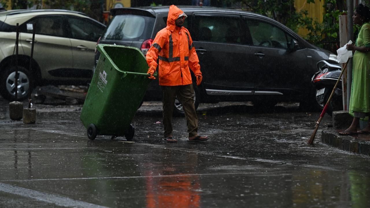 As of 8:00 AM today, Mumbai is expected to experience a partly cloudy sky with the possibility of light to moderate rainfall across the city and its suburbs