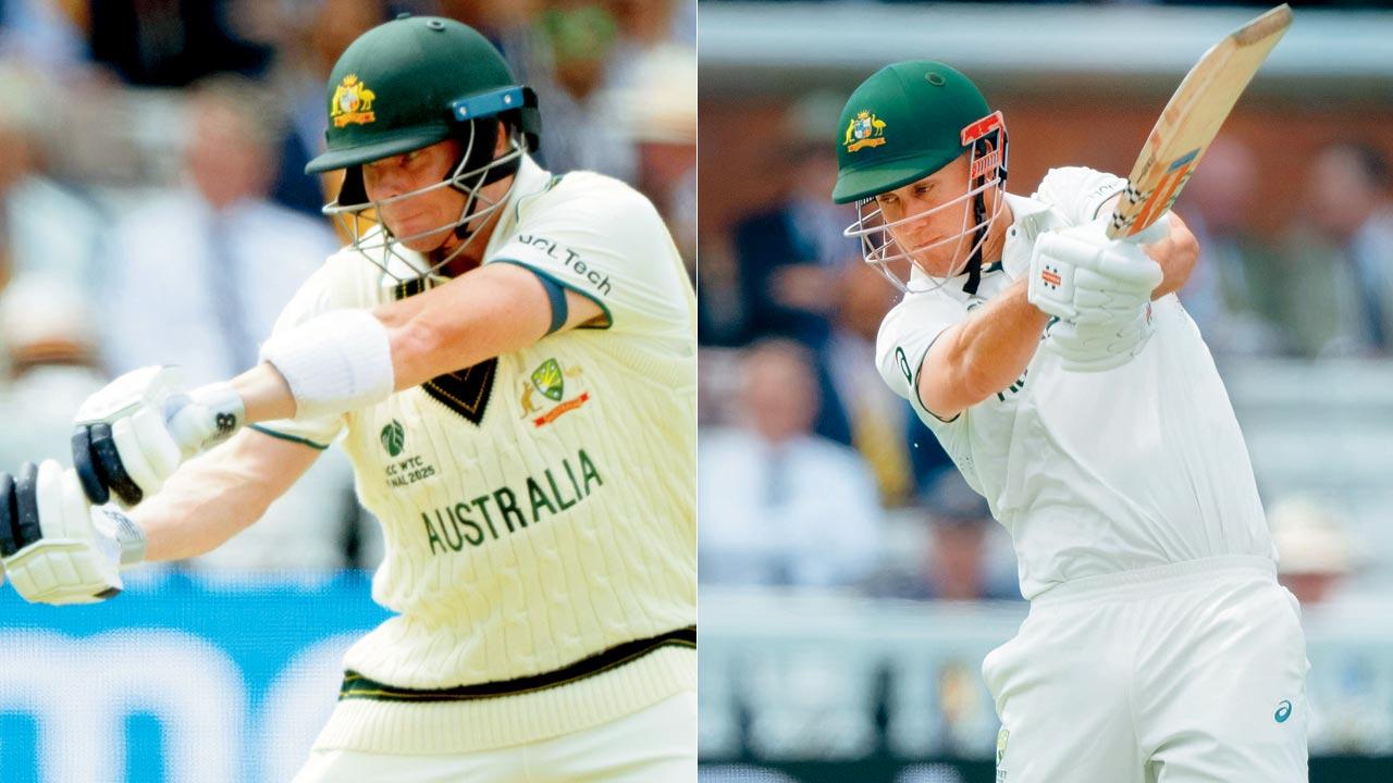 Australia’s Steve Smith during his 112-ball 66 at Lord’s yesterday; (right) Beau Webster en route his 92-ball 72. Pic/Bipin Patel