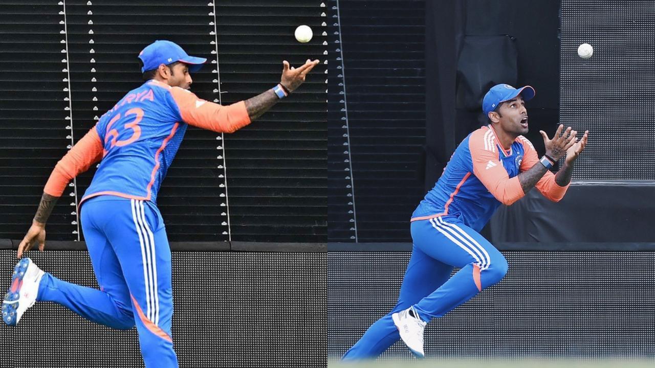 David Miller's knock included 21 runs in 17 balls, including a boundary and a maximum. But his dismissal was what turned out to be a historic moment in the T20 World Cup 2024 final. In Hardik Pandya's over, Miller pulled a straight shot towards the long off area, and there was India's Suryakumar Yadav running towards the ball to get his hands on it. With a stellar catch, Suryakumar shifted the momentum in India's favour (Pic: File Pic/X/@surya_14kumar)