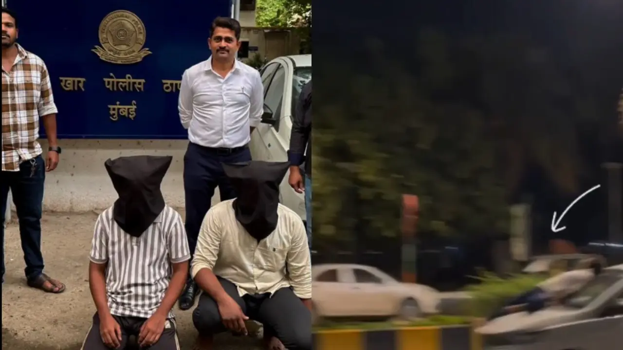 Two held after video of man sitting on bonnet of speeding car goes viral
