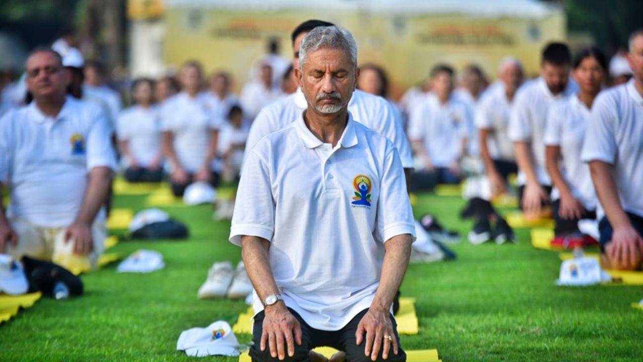 External Affairs Minister S. Jaishankar, along with members of the diplomatic corps, took part in a yoga session at Nehru Park in New Delhi, embracing the benefits of yoga