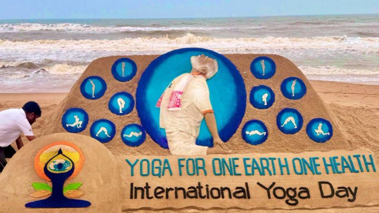 Sand artist celebrates ‘Yoga for One Earth, One Health’ on International Yoga Day