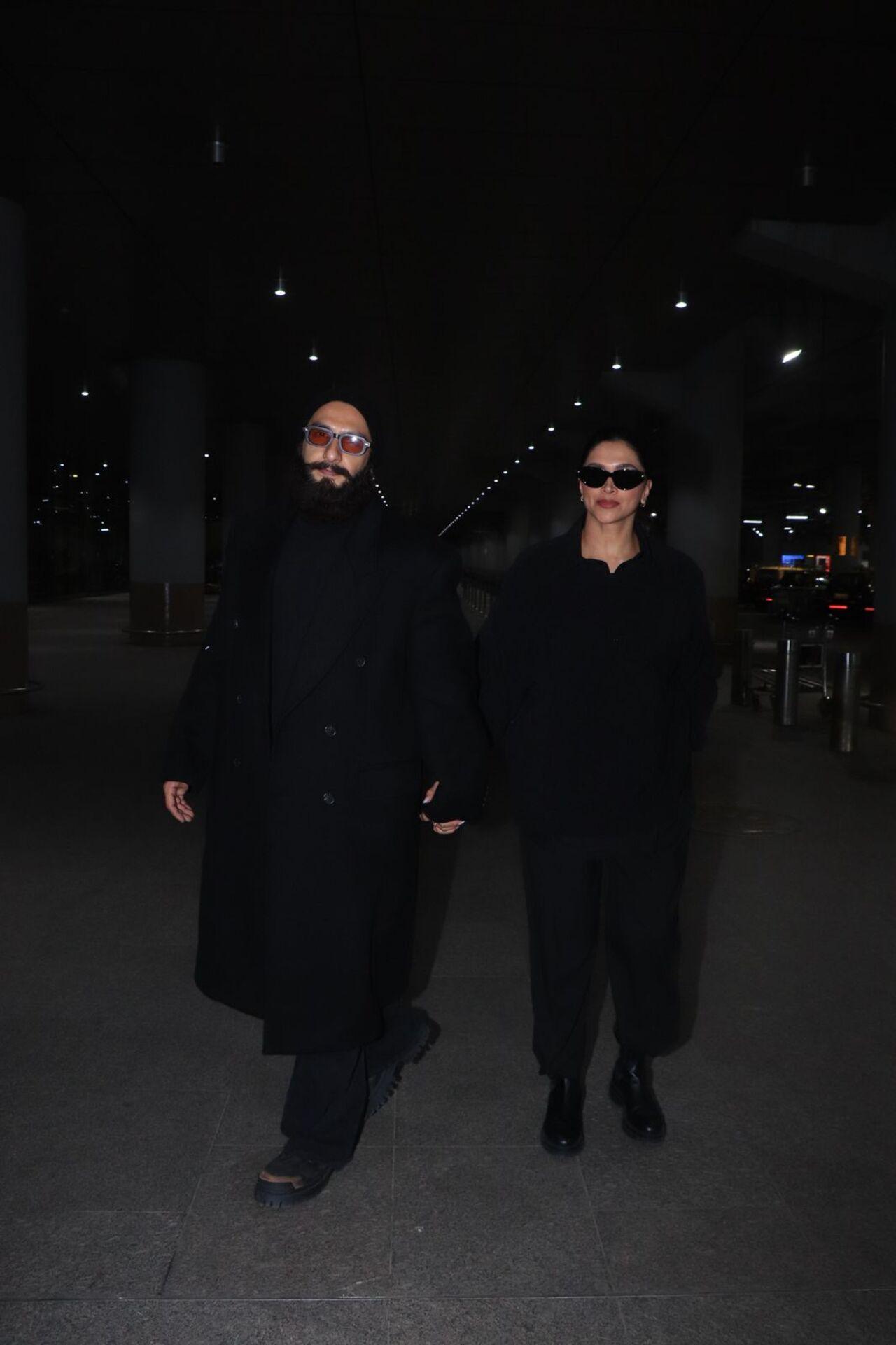 Deepika Padukone and Ranveer Singh were spotted in an all-black layered outfit at the Mumbai airport early on Sunday morning. Their odd choice of outfit in this Mumbai heat triggered a series of memes