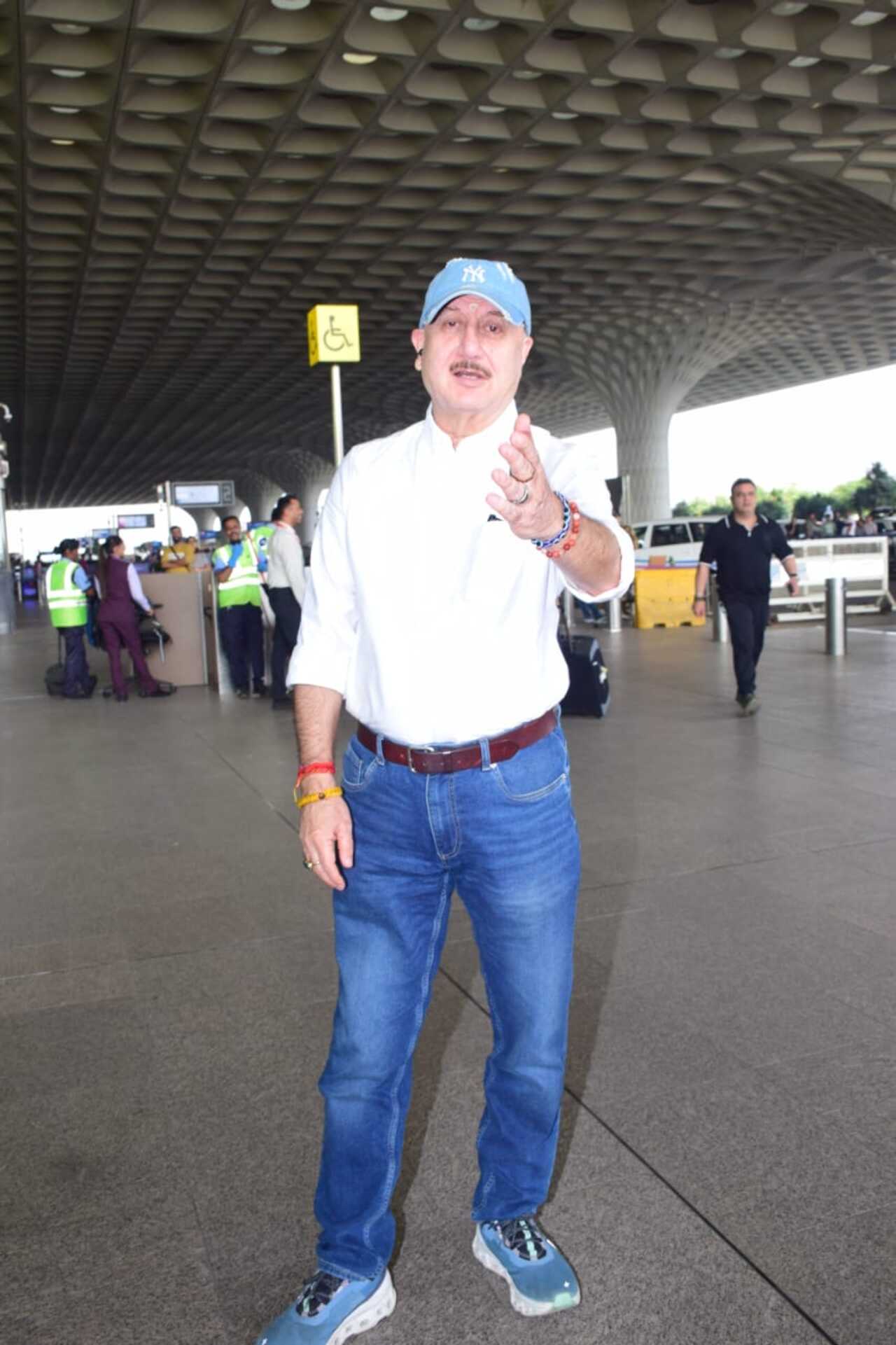 Actor Anupam Kher kept it cool and casual as he got papped at the airport