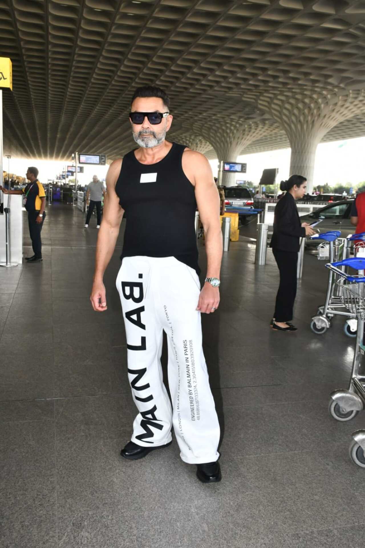 Bobby Deol was seen flexing his muscle in athleisure wear at the airport