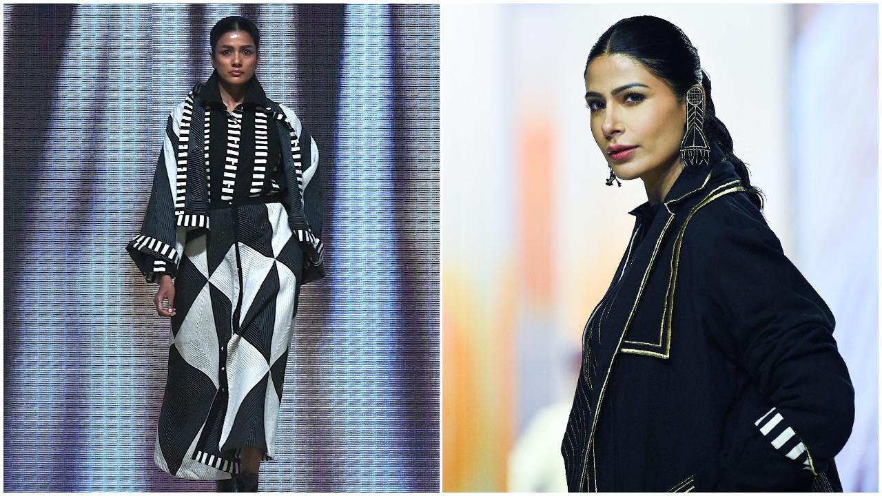 Ka-Sha’s collection, which featured repetitive, mirrored and gradient patterns, was inspired by the theme of self-exploration.