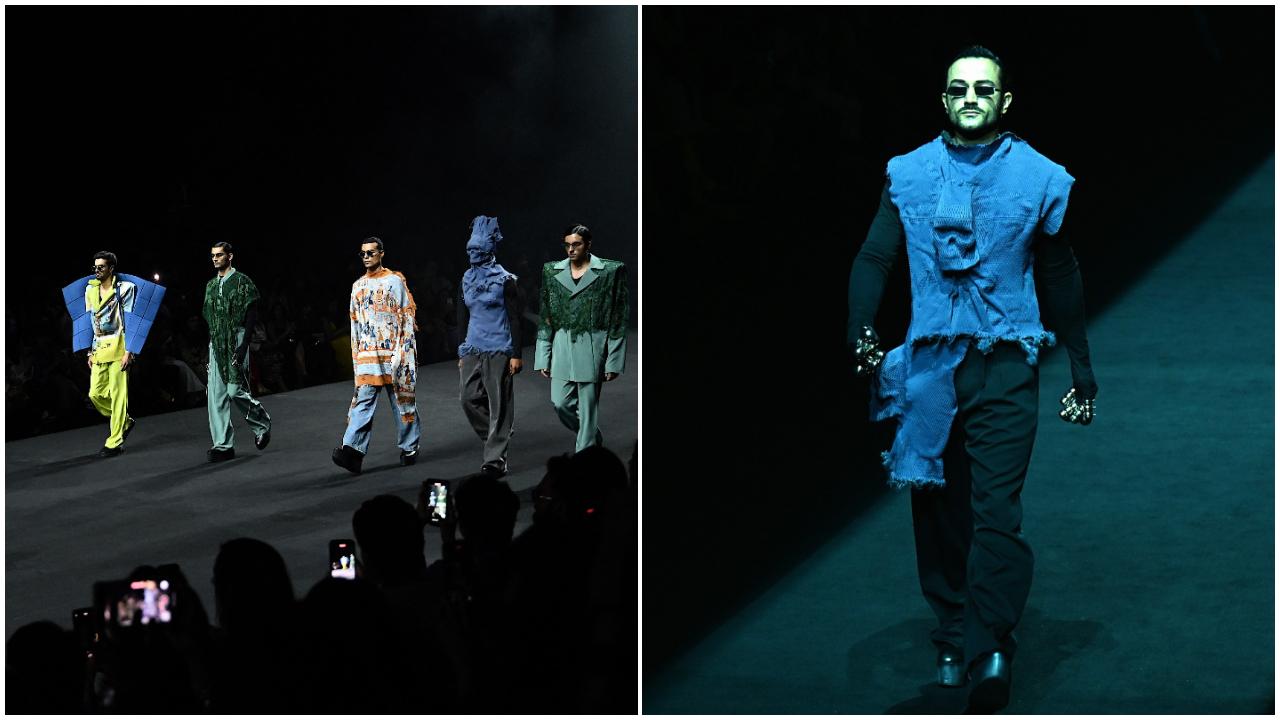Next was ‘The Boy’s Club’ show presented by Fashion Design Council of India (FDCI). It featured menswear collections by three designers.
Designer Anurag Gupta presented the collection ‘Metamorphosis’, which was inspired by nature’s cycles and human evolution. The earthy textures and colours were rooted in nature, while the silhouettes aimed to depict a transition from the old to the new. Sahil Salathia opened the show for the designer.