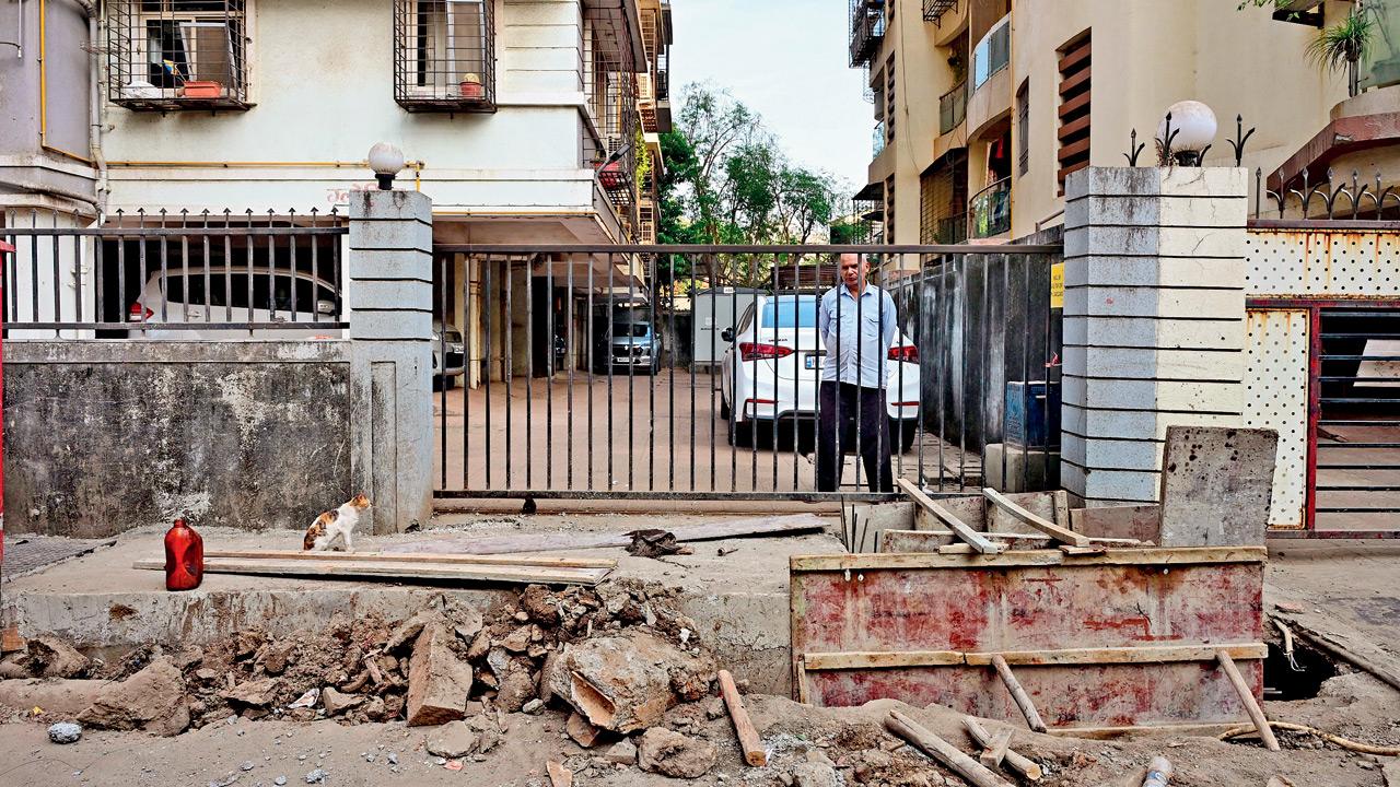 The internal lane of National Compound Road in Kalina, where a raised drain has been impacting residents of four buildings. Pics/Nimesh Dave