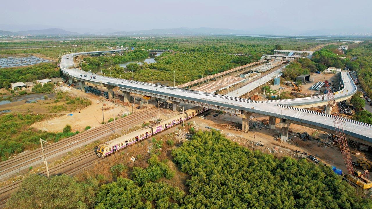 The east-west connector bridge during the day 