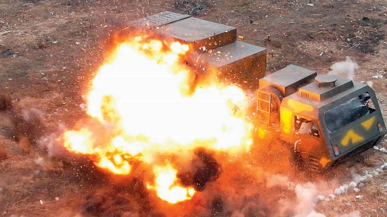 A new suicide attack drone being tested. Pic/AFP