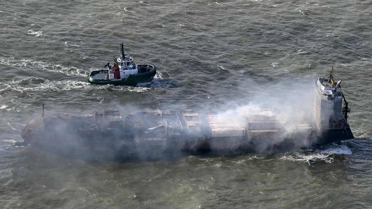  The cargo ship MV Solong on Fire. (Pic/AFP)