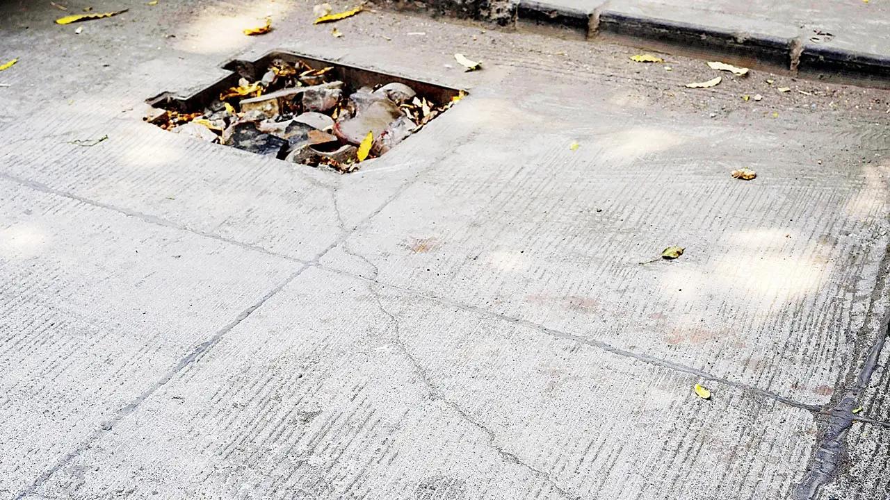 Mid-Day visited the D N Nagar Municipal School road and found fresh cracks in several places, which raised concerns over construction quality