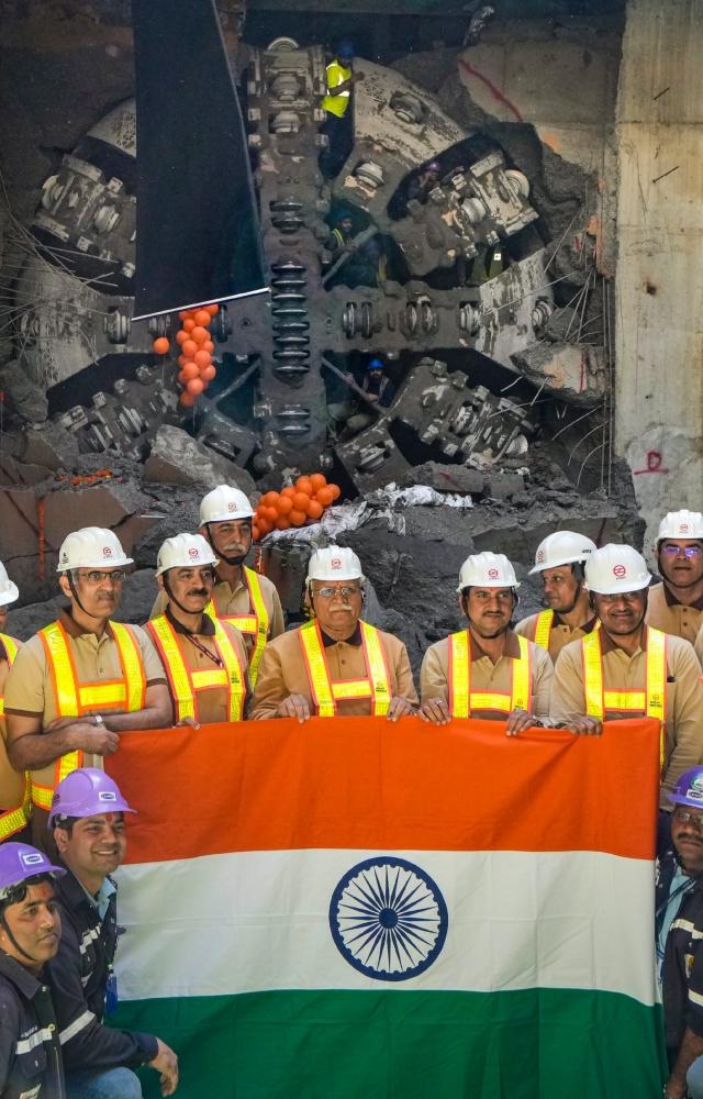 A Tunnel Boring Machine (TBM) broke through this morning at Vasant Kunj Station after boring a 1550 meter-long tunnel