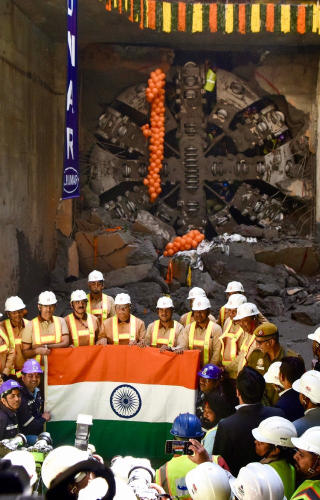 This tunnel breakthrough was achieved using a mammoth 91-metre-long TBM